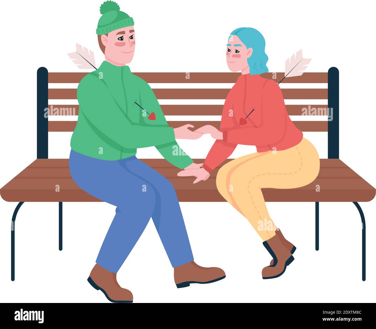 Boy and girl fall in love flat color vector detailed characters Stock ...
