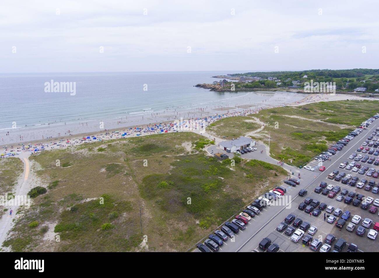 Good Harbor Beach aerial view in summer in Gloucester, Cape Ann, Massachusetts, USA. Stock Photo