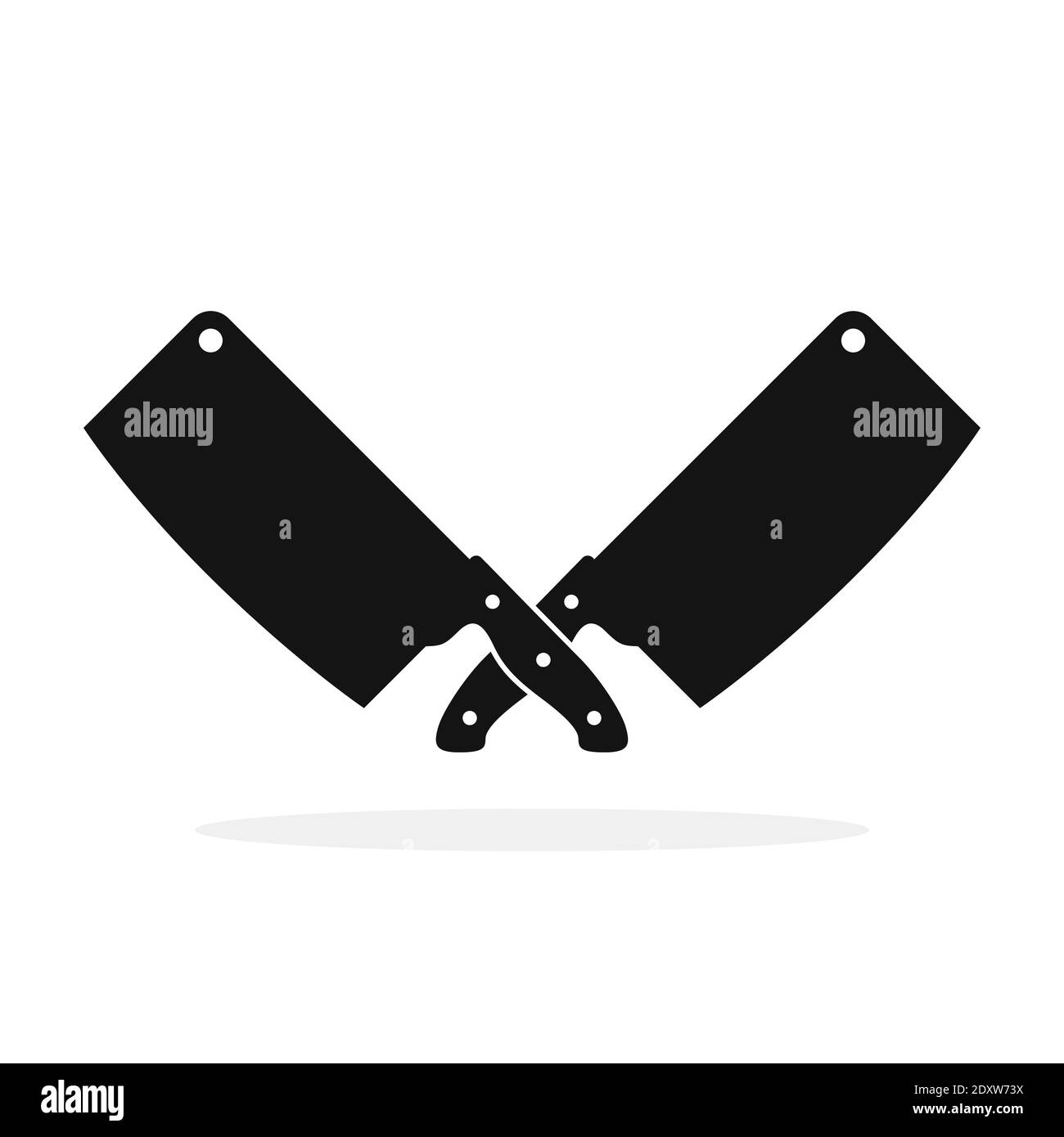 Butcher knife icon. Crossed butcher knives isolated on white background