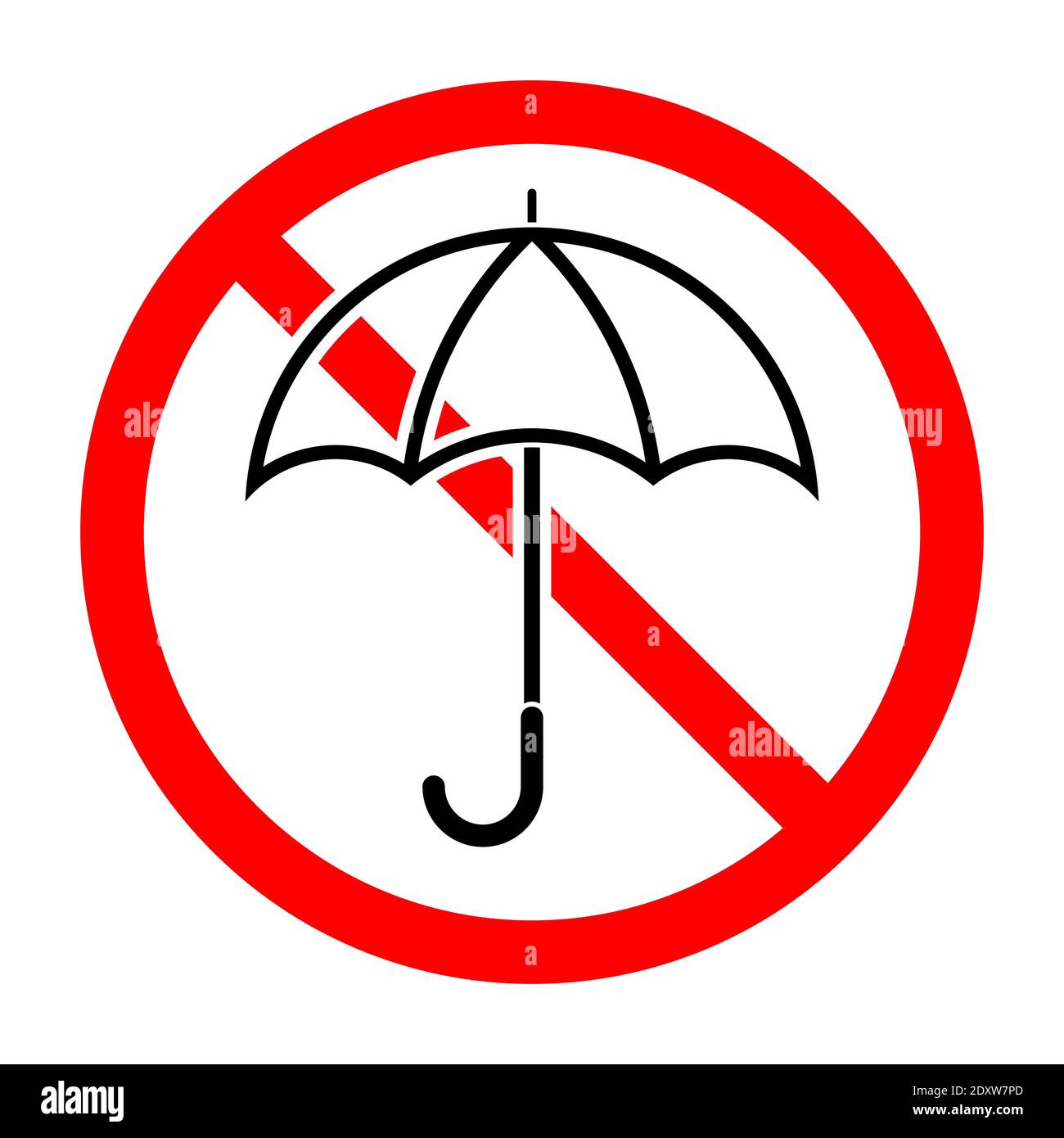 Umbrella are forbidden. Stop umbrella icon. Vector illustration. No