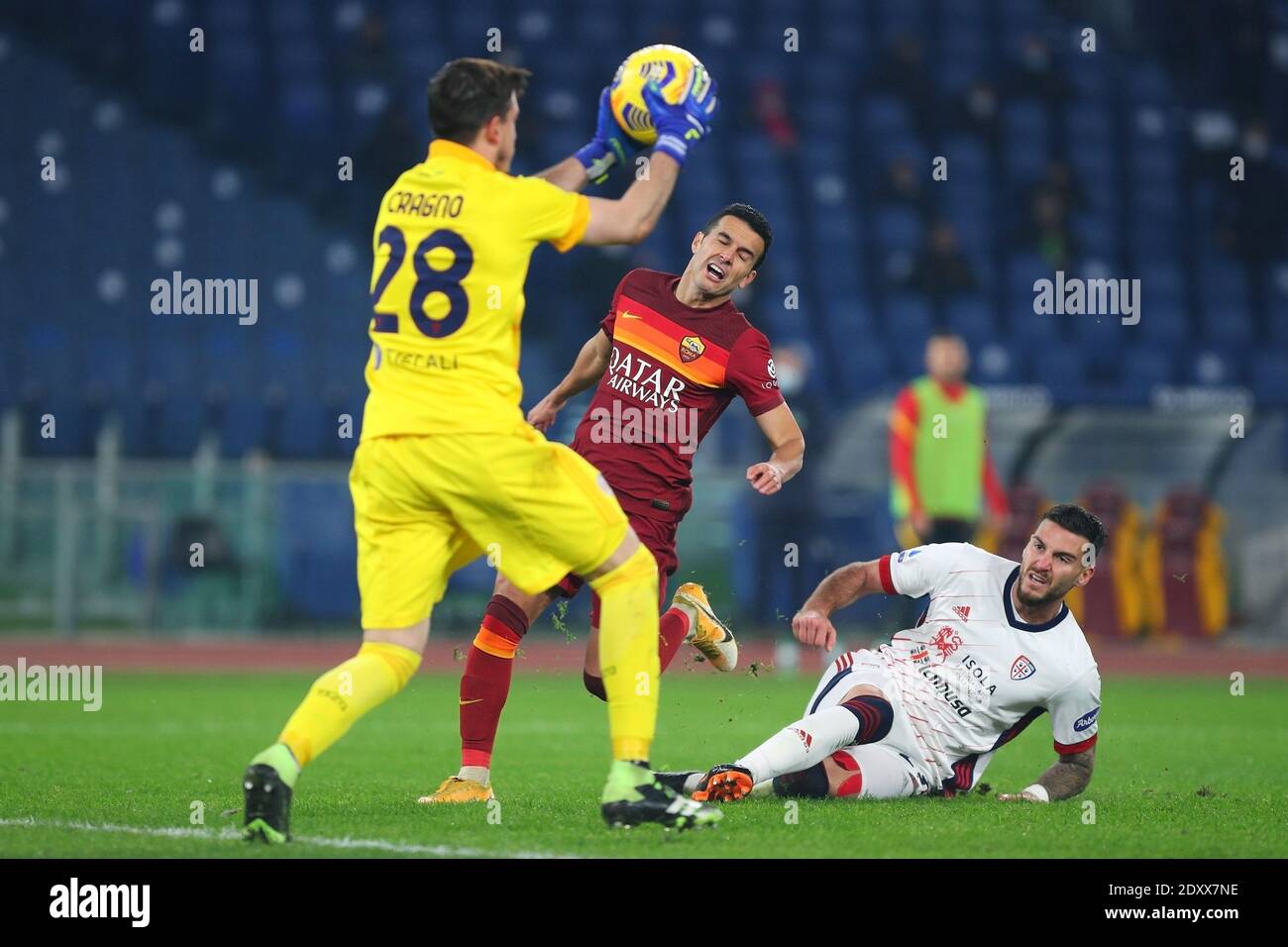 Pedro Rodriguez As Roma Pedro Rodriguez of Roma (C) reacts after his mistake. On the ground ...