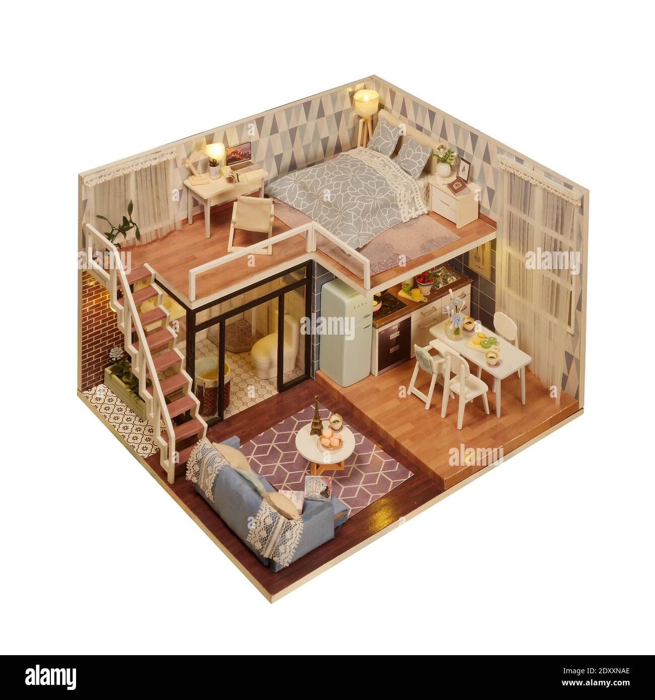 country house interior apartment tiny model home isolated white ...
