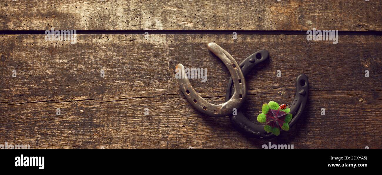 Horseshoe and concept of luck. St. Patricks Day card Stock Photo Alamy