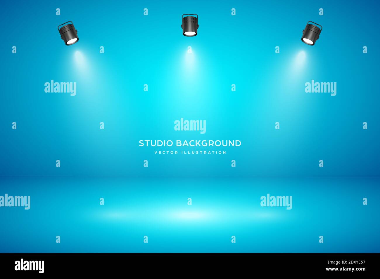 Empty blue studio abstract background with spotlight effect. Product ...