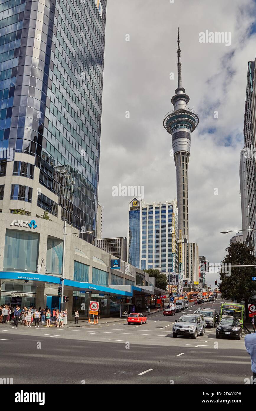 Auckland city Sky Tower Stock Photo