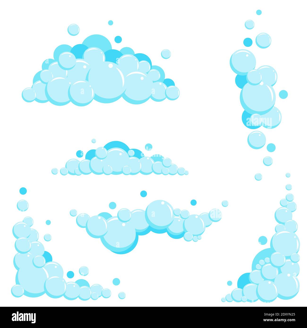 Cartoon soap foam set with bubbles. Light blue suds of bath, shampoo,  shaving, mousse. Vector illustration Stock Vector Image & Art - Alamy