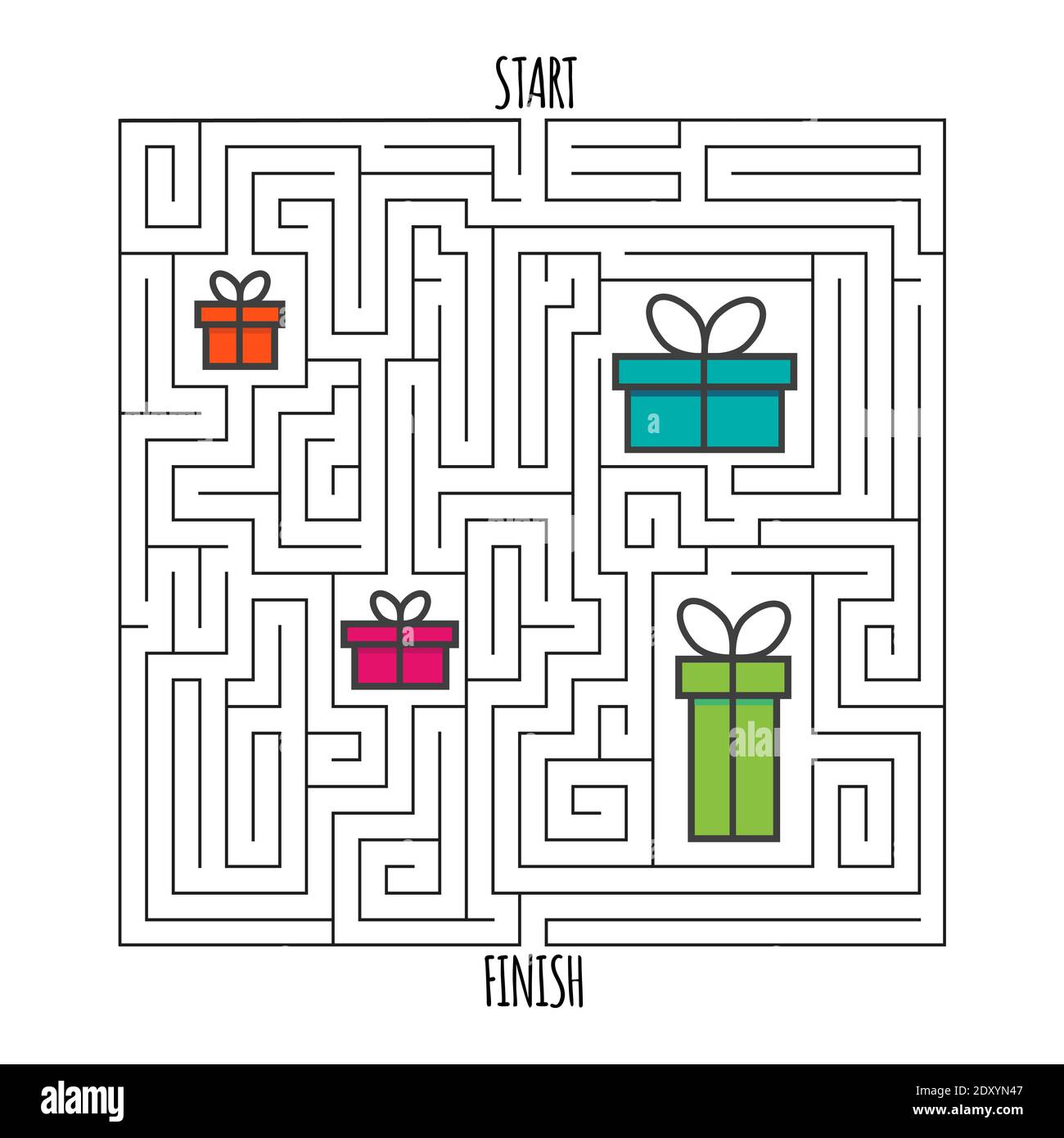 Square maze labyrinth game for kids. Labyrinth logic conundrum. One