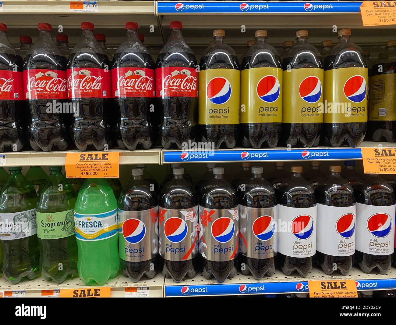 Coke and Pepsi, the two biggest cola companies are at once popular but not  very healthy drinks Stock Photo - Alamy