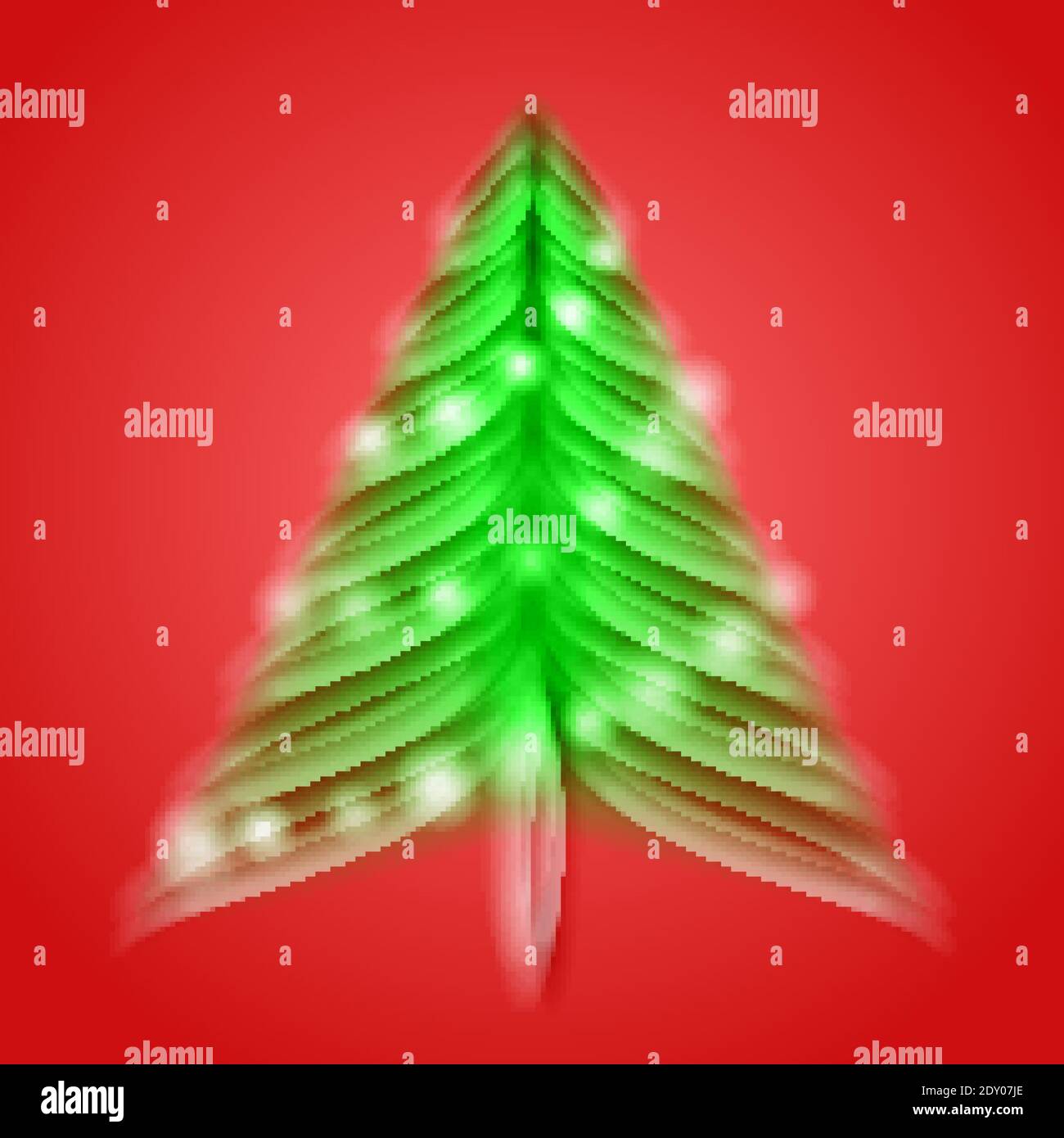Decorated christmas tree on the red background, vector. Stock Vector