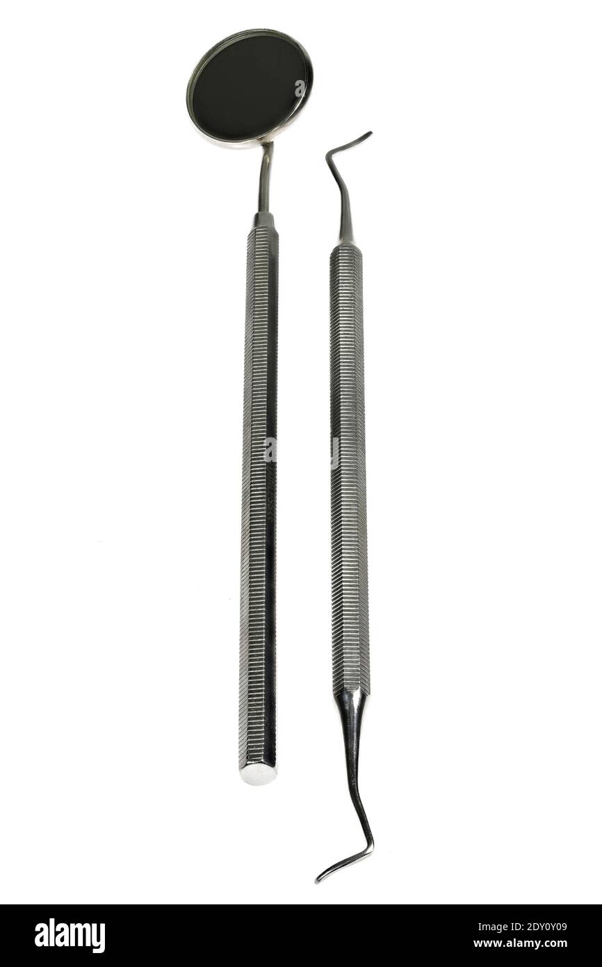 dental instruments isolated on white background Stock Photo