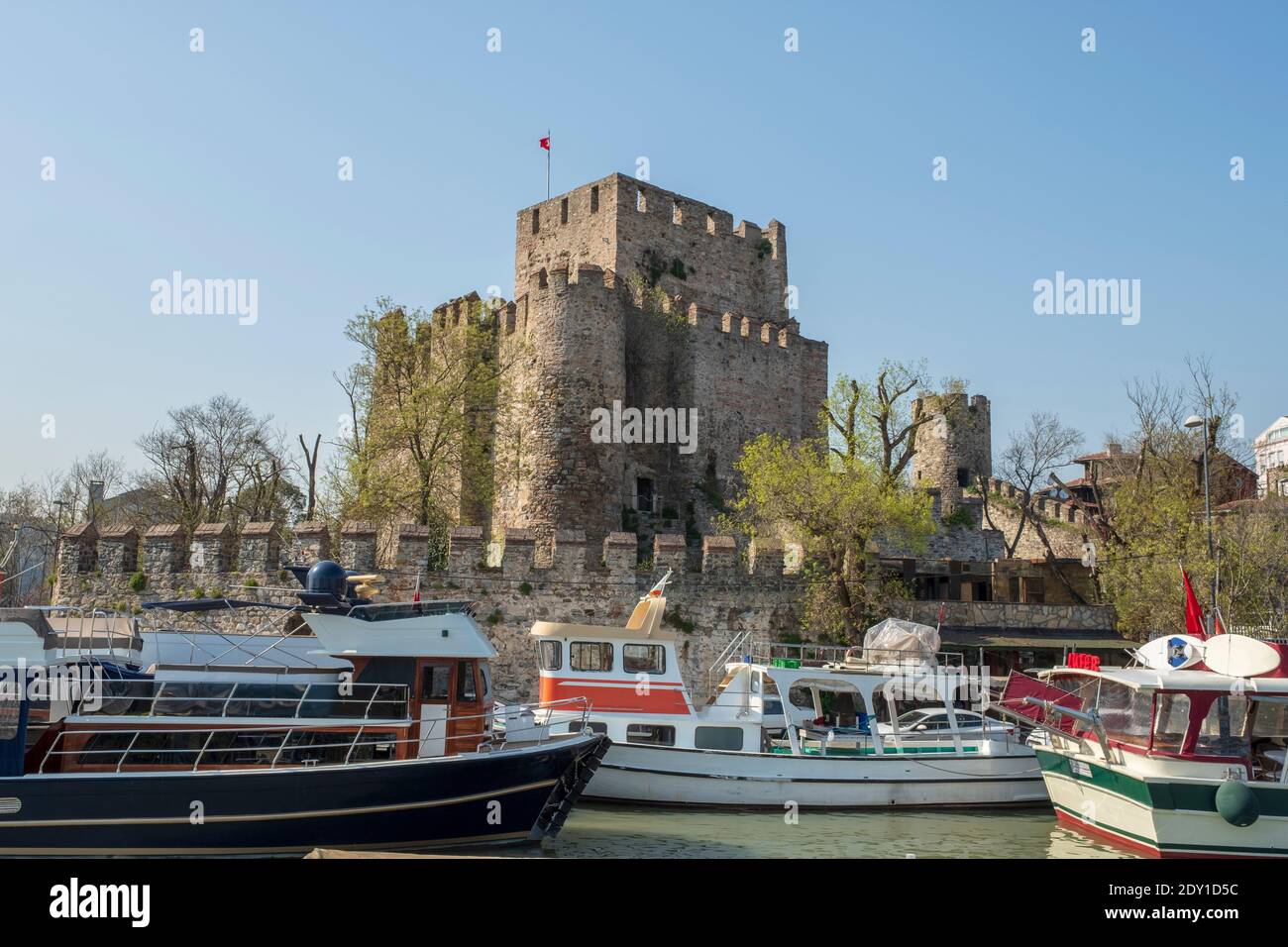 ISTANBUL, TURKEY - APRIL 10, 2018:Anatolian castle (Anadolu Hisari) in Istanbul.It is a fortress located in Anatolian (Asian) side of the Bosporus Stock Photo
