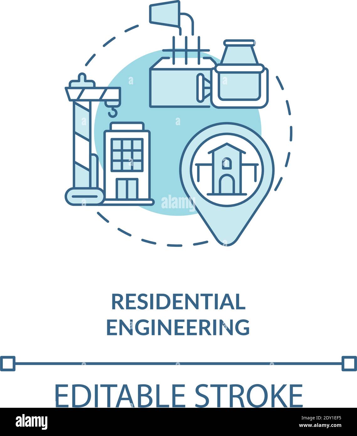 Residential engineering turquoise concept icon Stock Vector