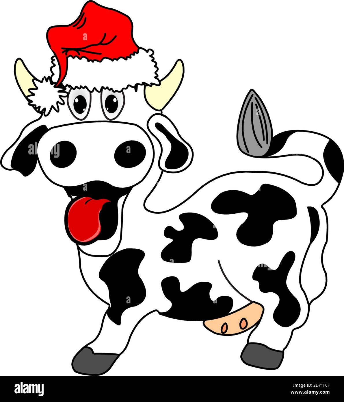 Funny cow with Santa hat Stock Vector