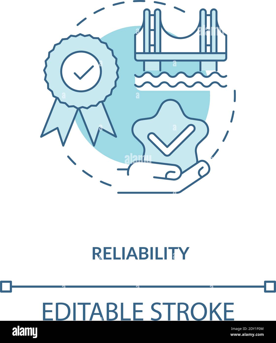 Reliability turquoise concept icon Stock Vector