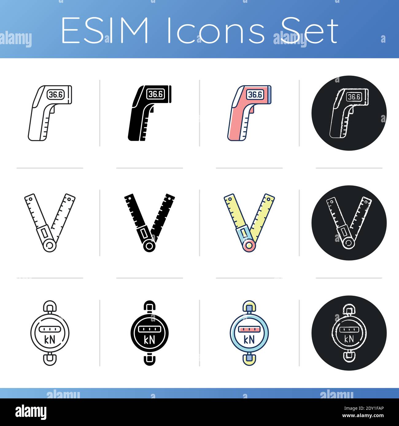Measurement elements icons set Stock Vector
