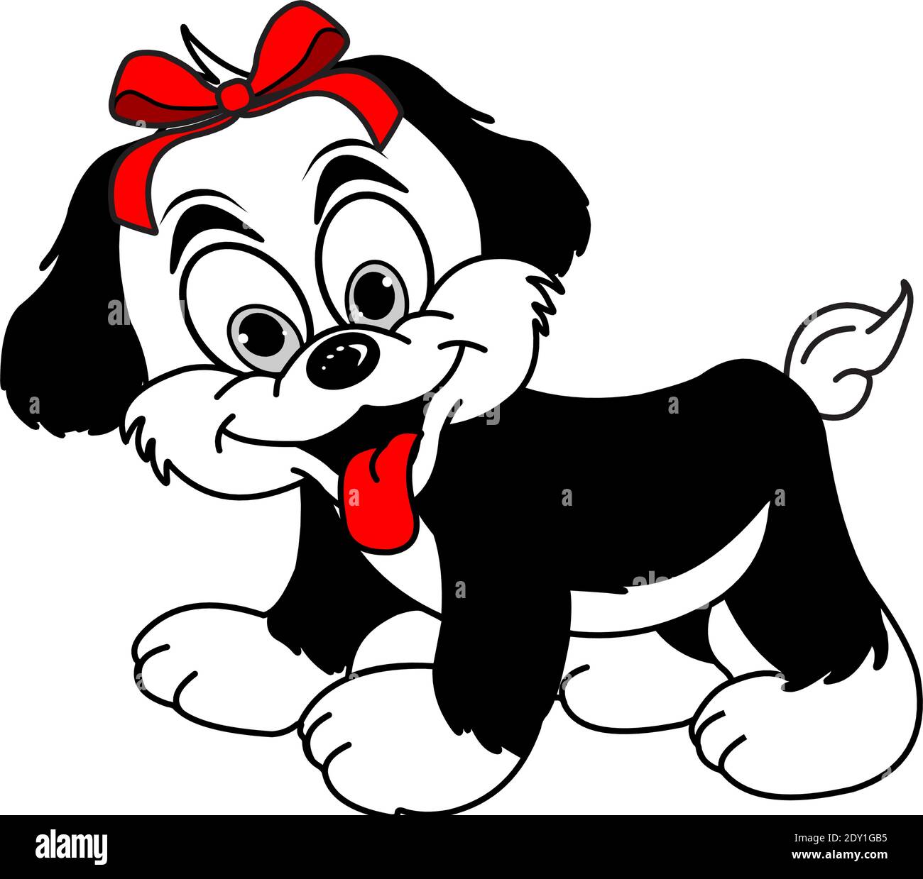Happy doggy black and white Stock Vector