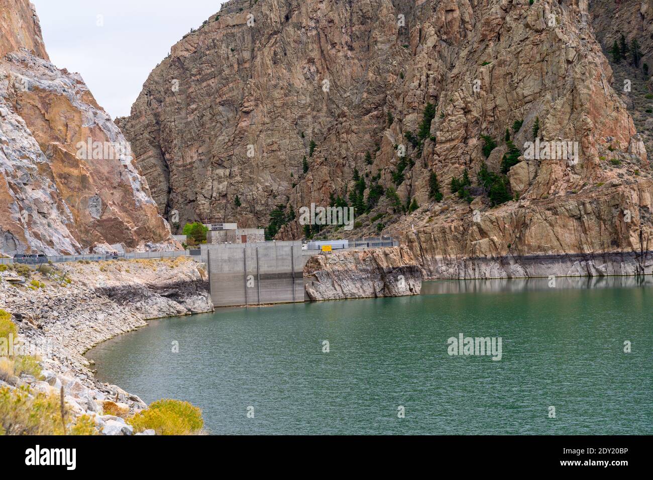 Cody, Wyoming - September 25, 2020: The Buffalo Bill Dam and Visitor Center during fall Stock Photo