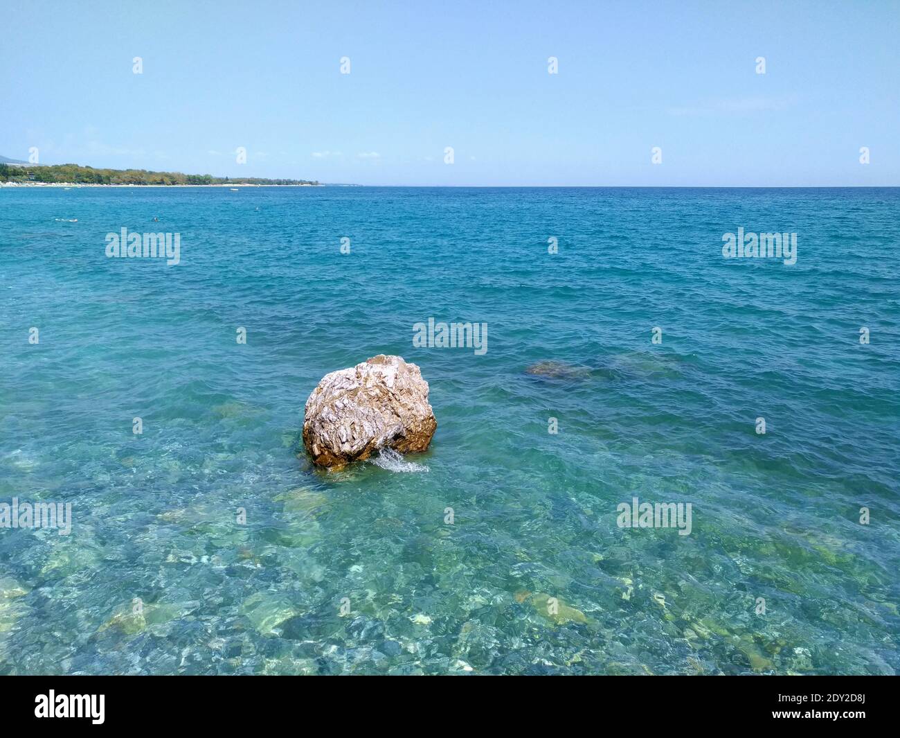 Scenic View Of Sea Against Clear Sky Stock Photo