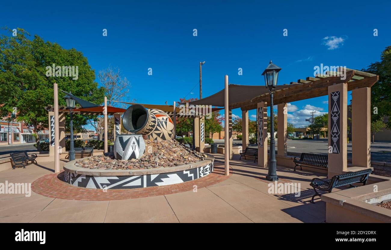 New Mexico, Deming, downtown, park, fountain Stock Photo