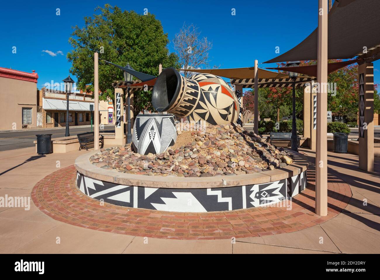 New Mexico, Deming, downtown, park, fountain Stock Photo