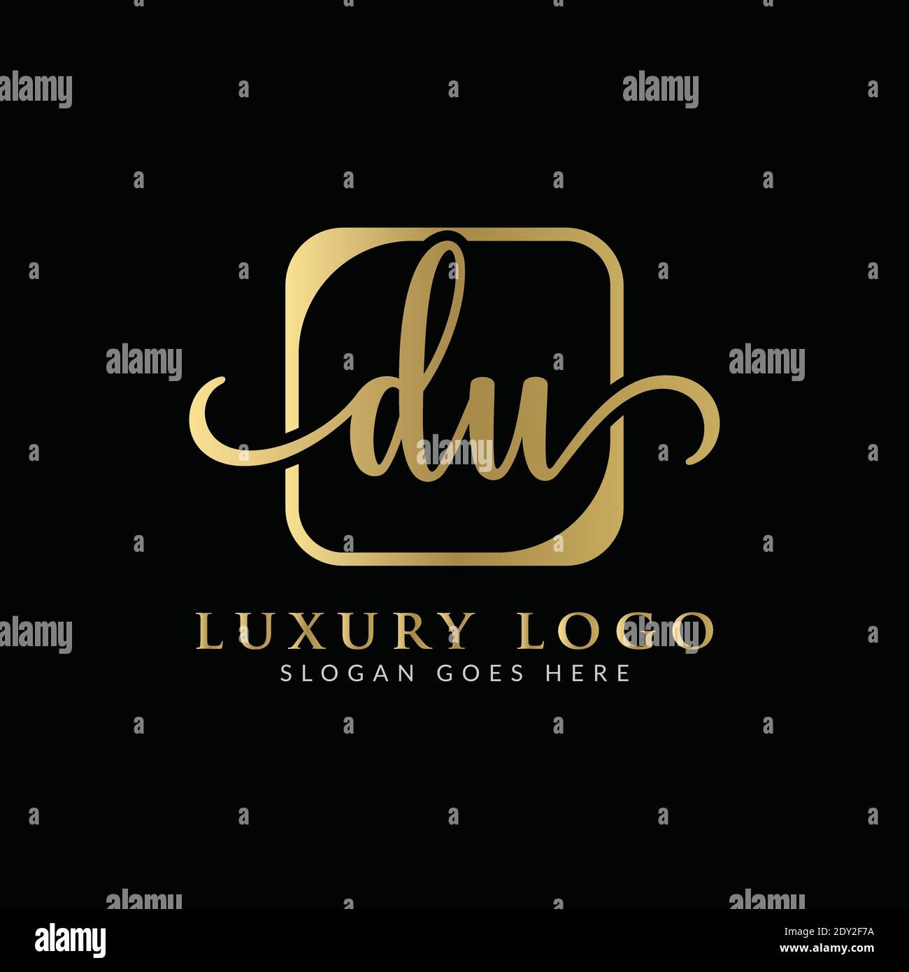 Initial DU Letter Logo Creative Modern Typography Vector Template. Creative Luxury Abstract Letter DU Logo Design Stock Vector