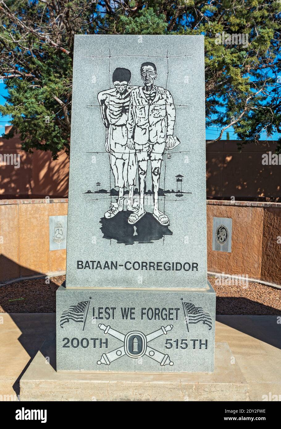 New Mexico, Deming, Veterans Park, memorial to the state's soldiers served at the battles of Bataan and Corregidor during WWII Stock Photo