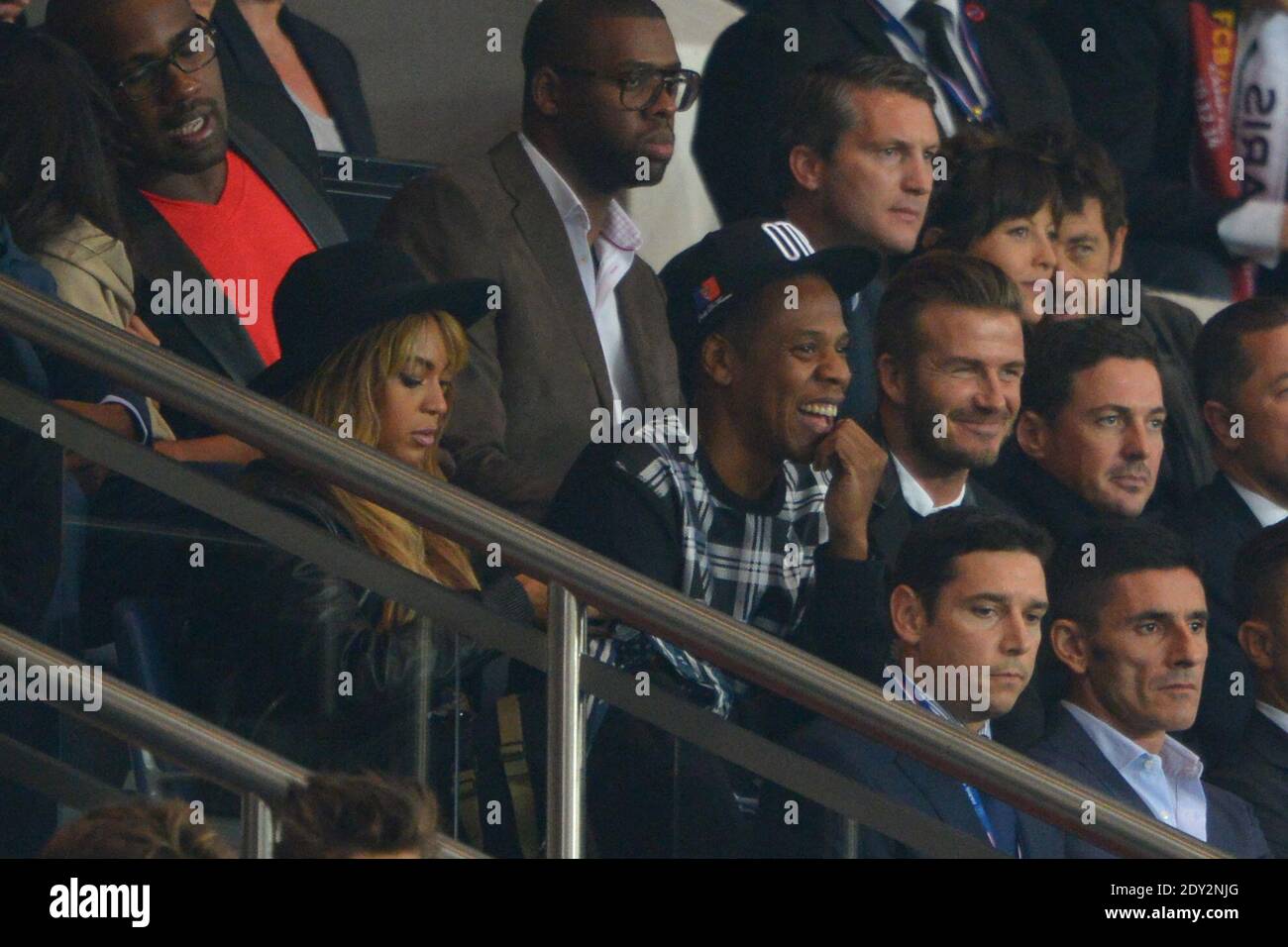 Beyonce, Jay-Z and David Beckham attending the UEFA Champions League ...