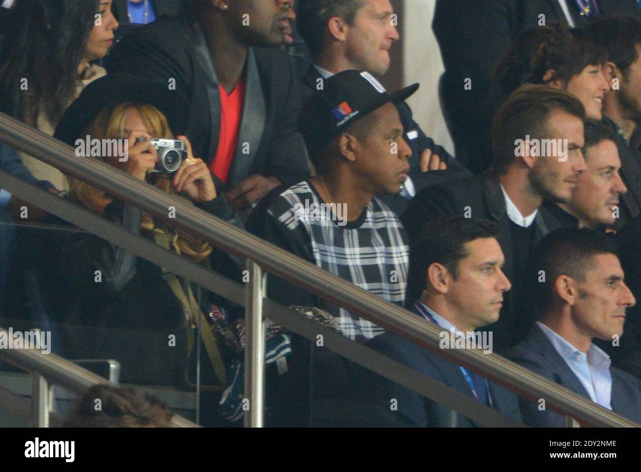 Beyonce, Jay-Z and David Beckham attending the UEFA Champions League ...