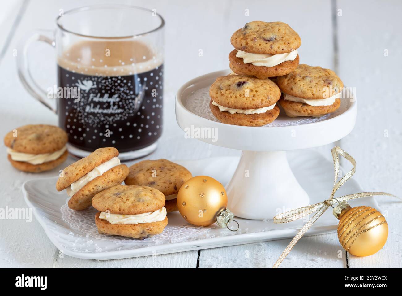 christmas bakery honey biscuits with butter cream Stock Photo