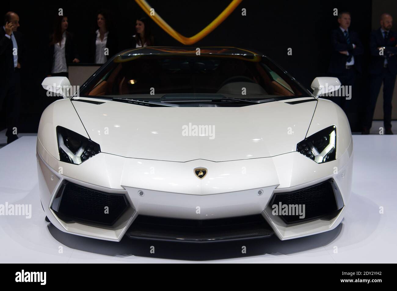 The New Lamborghini Aventador Lp 700 4 During The Press Day Of The Paris Motor Show
