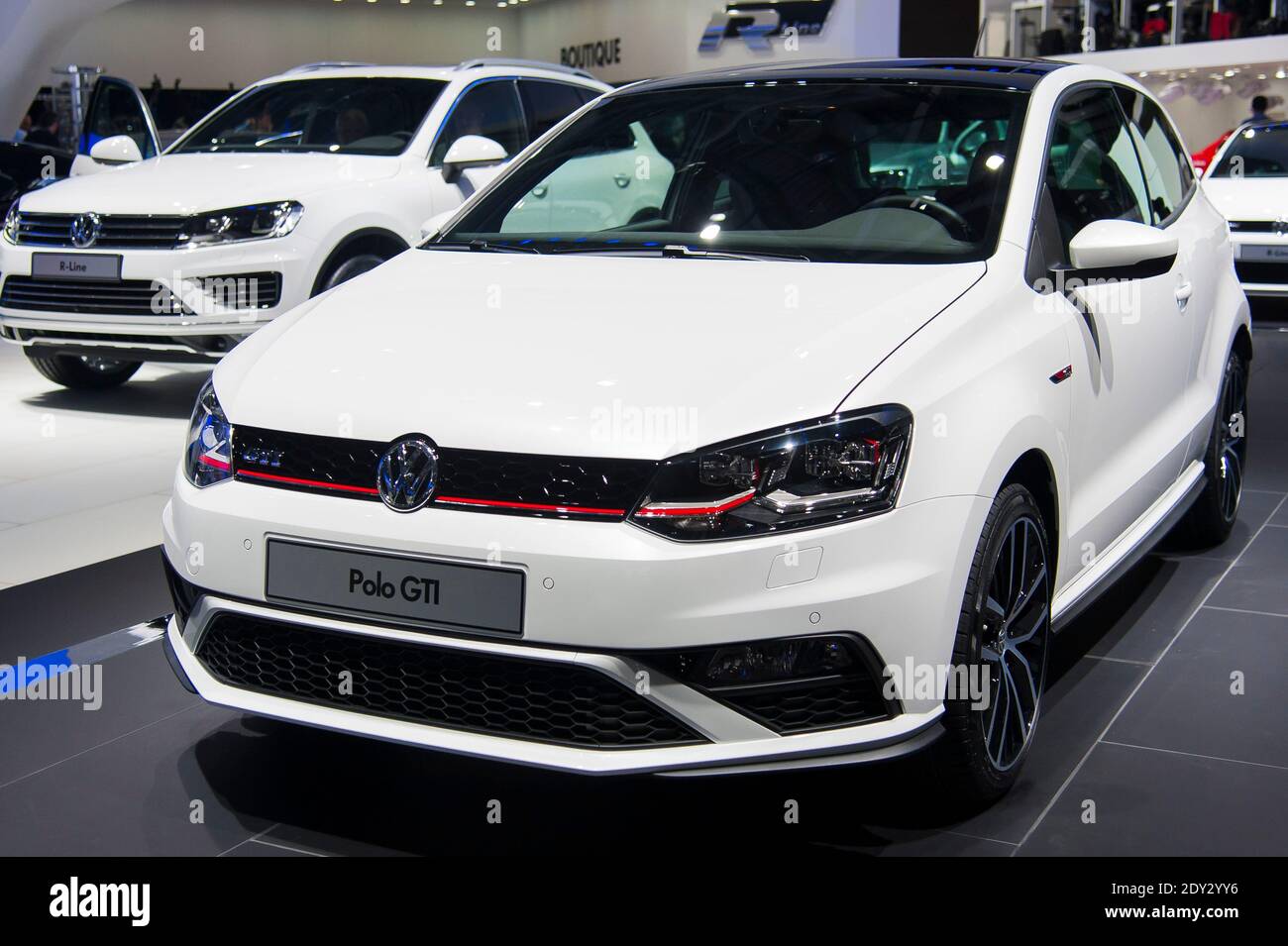 The new Volkswagen Polo GTI during the press day of the Paris Motor Show,  known as