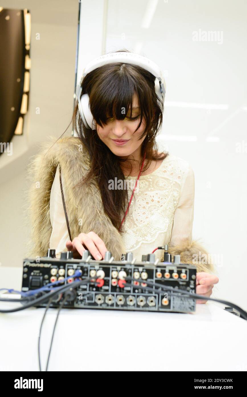 Exclusive. Irina Lazareanu performs at the opening party of the new Zadig & Voltaire flagship store in Paris, France on October 9. 2014. Photo by Karine Mahiout/ABACAPRESS.COM Stock Photo