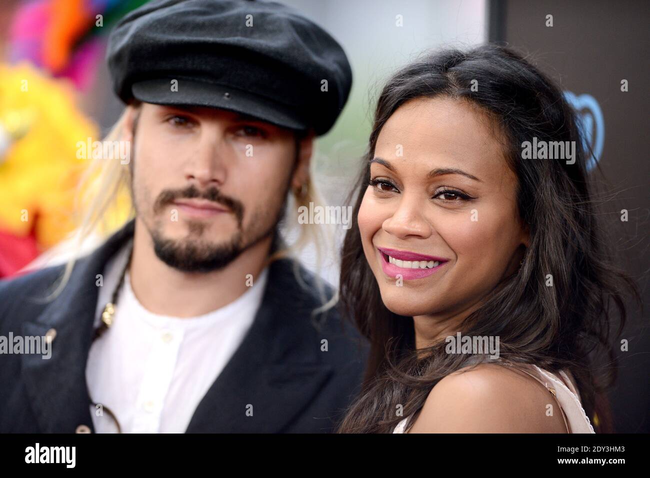 Marco Perego and Zoe Saldana attend the premiere of Twentieth Century ...