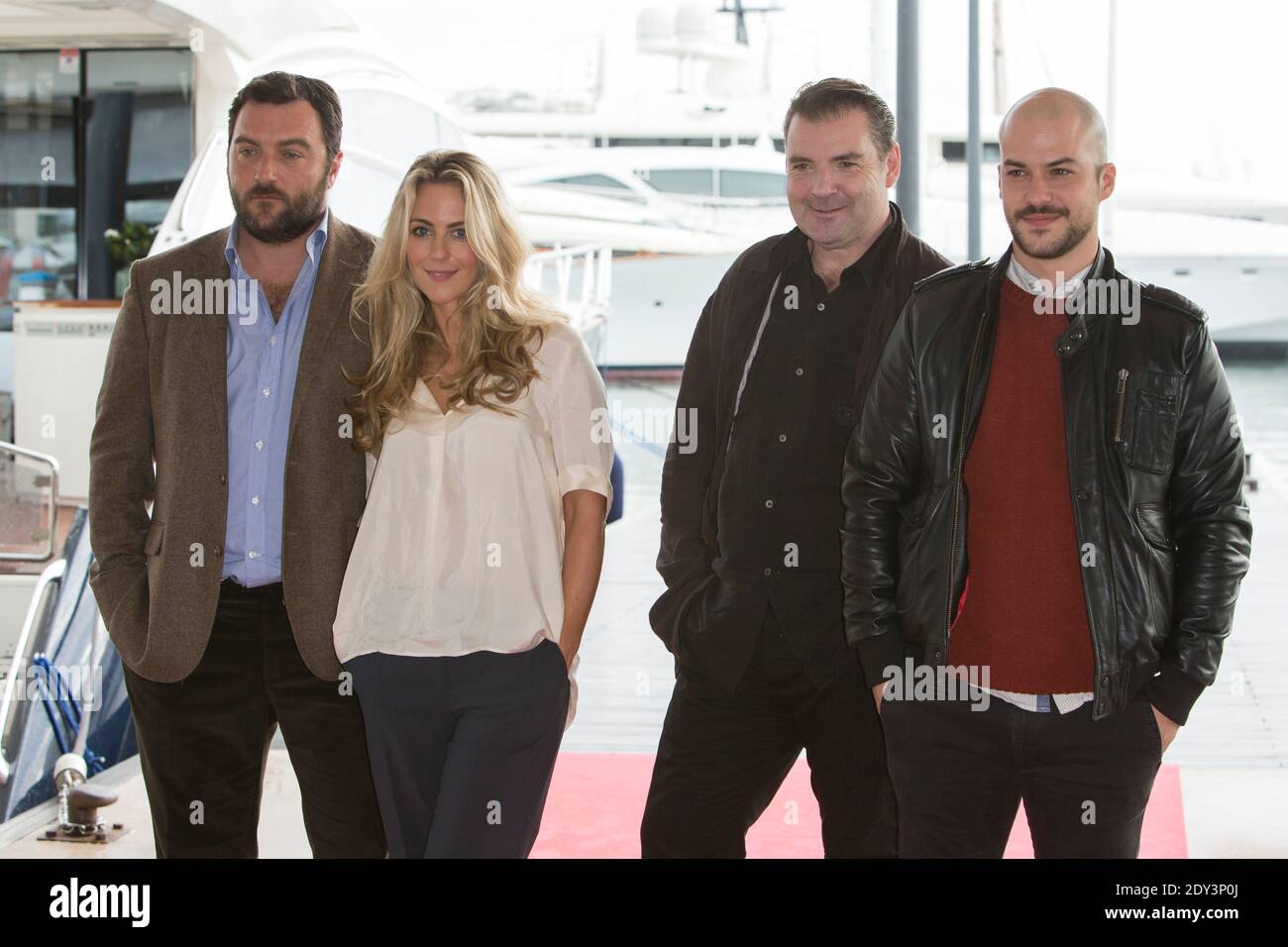 Denis Menochet, Miranda Raison, Brendan Coyle, Marc Andre Grondin of Spotless posing at a photocall part of the MIPCOM in Cannes, south of France, on october 13, 2014. Photo by Marco Piovanotto/ABACAPRESS.COM Stock Photo