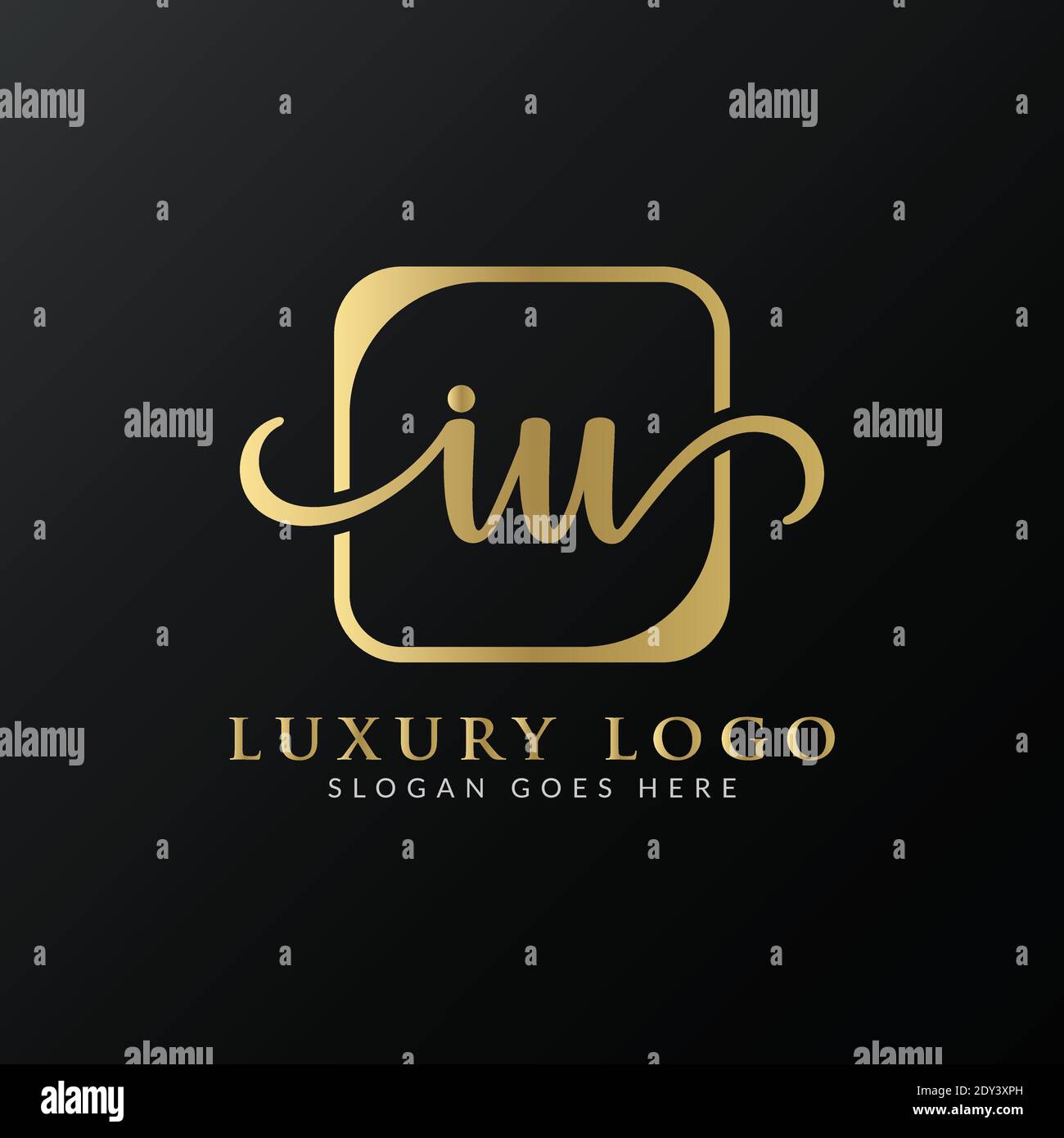 Initial IU letter Logo Design vector Template. Abstract Luxury Letter IU logo Design Stock Vector