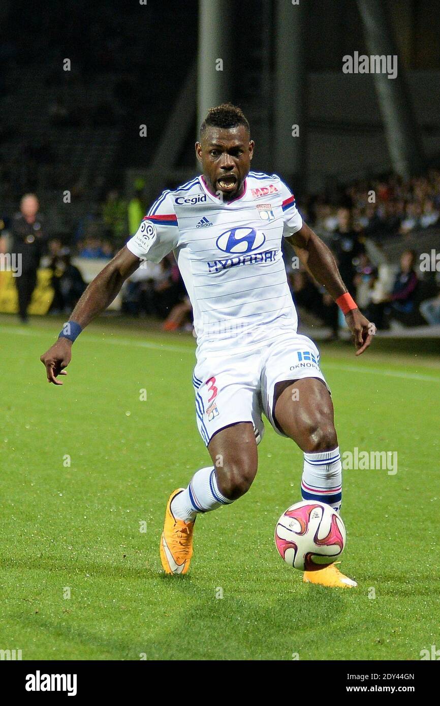 OL's Henri Bedimo during the French First League soccer match, Olympique Lyonnais (OL) Vs Montpellier HSC (MHSC) at Gerland stadium in Lyon, France on October 19, 2014. Lyon won 5-1. Photo by Nicolas Briquet/ABACAPRESS.COM Stock Photo