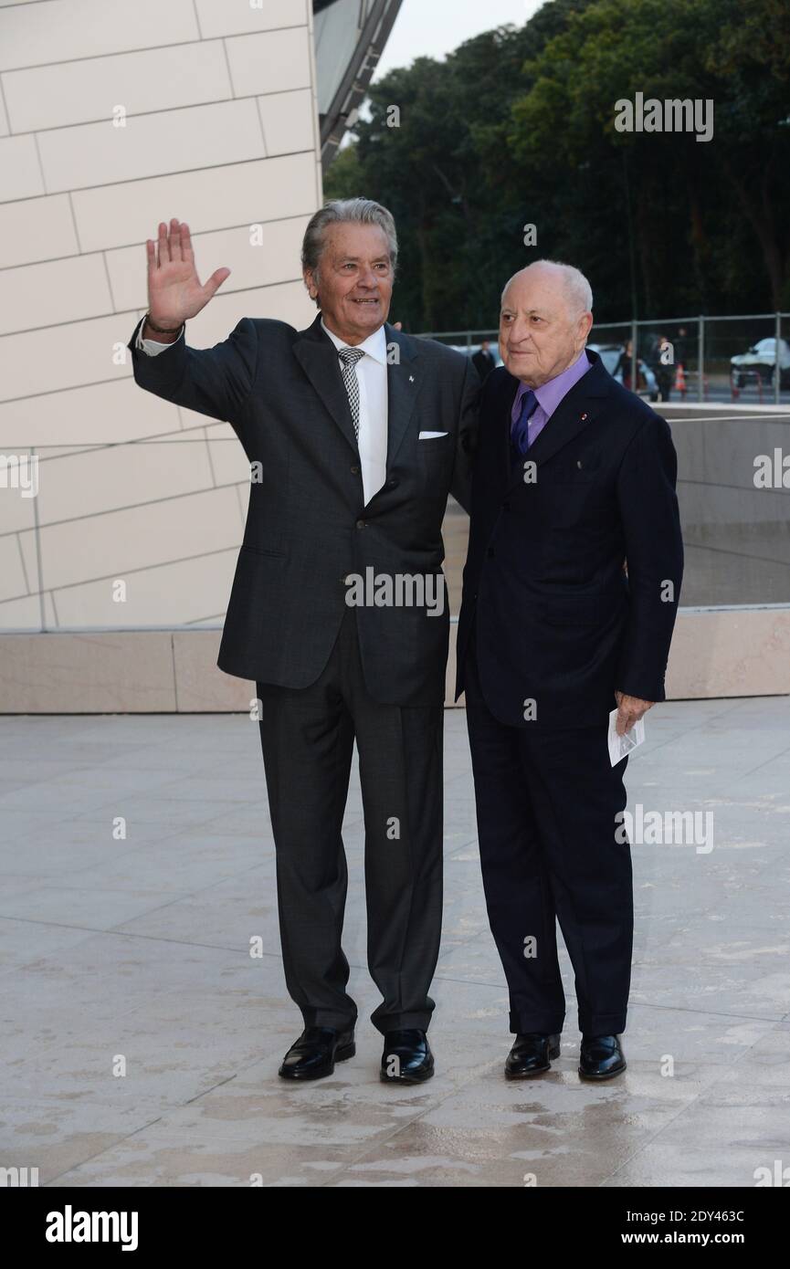 Alain Delon and Pierre Berge arriving at the Louis Vuitton art museum  inauguration, a week before its official opening to the public, on October  20, 2014 in Paris, France. Photo by ABACAPRESS.COM
