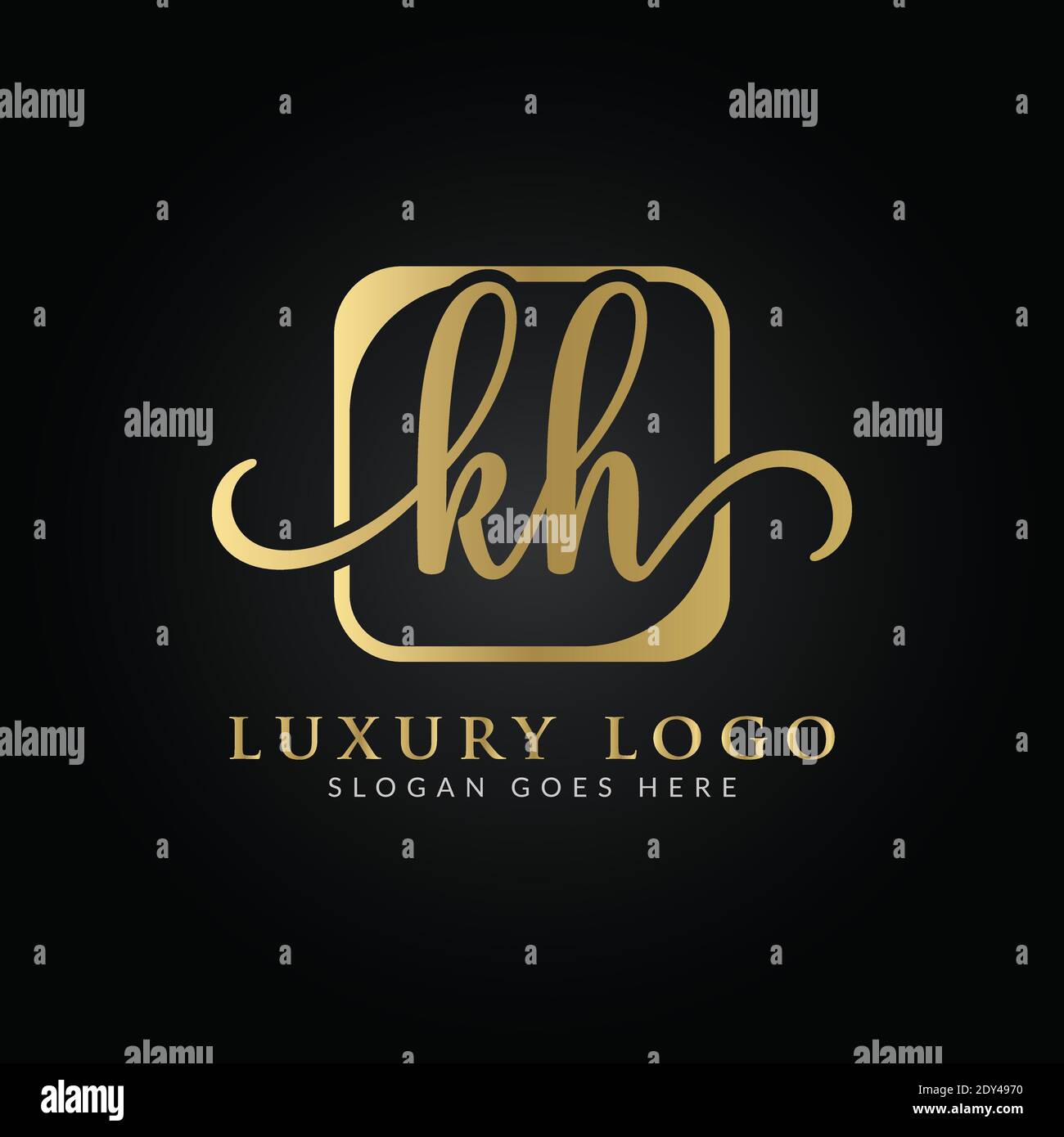 Linked Letter KH Logo Design vector Template. Creative Abstract KH Luxury Logo Design Vector Illustration Stock Vector