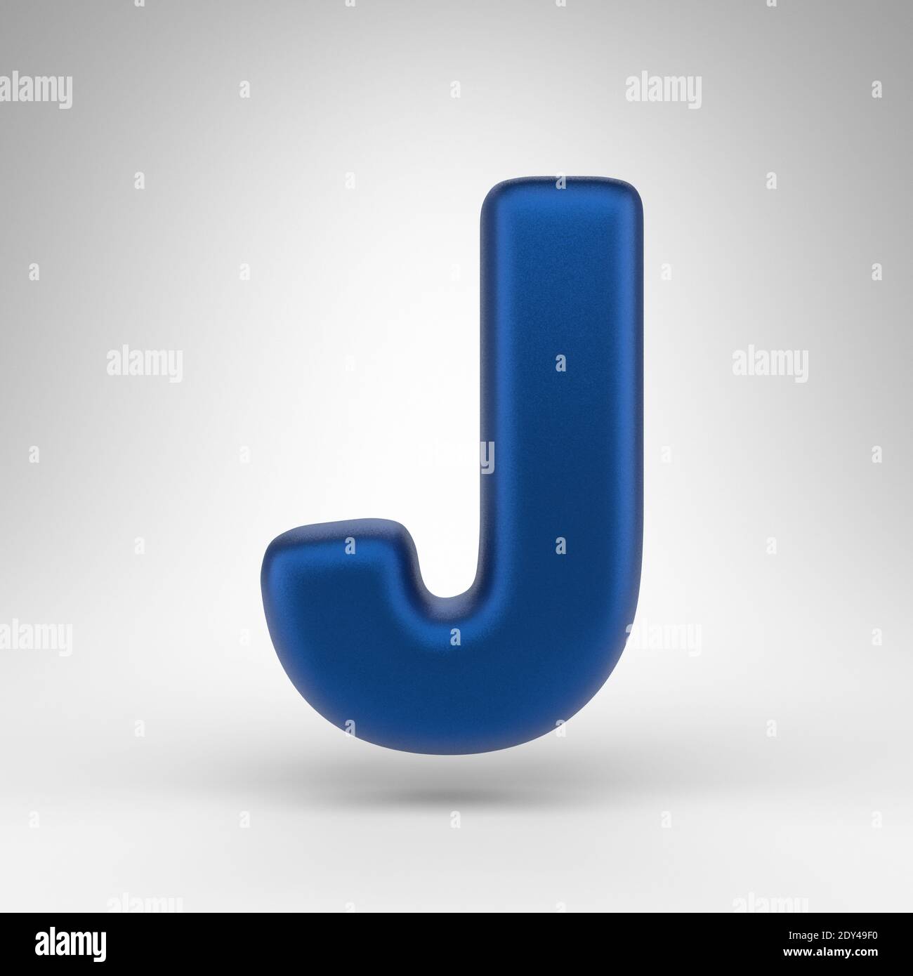 Letter J uppercase on white background. Anodized blue 3D rendered font ...