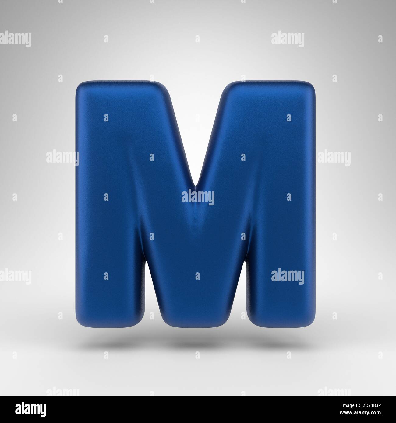 Letter M uppercase on white background. Anodized blue 3D rendered font ...
