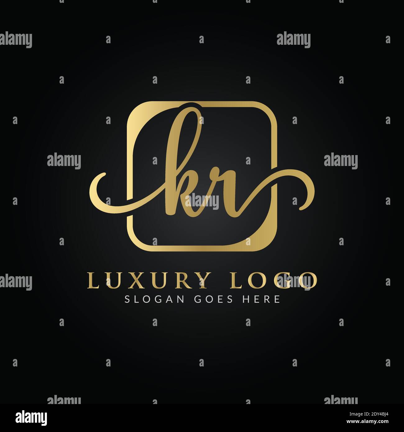 Linked Letter KR Logo Design vector Template. Creative Abstract KR Luxury Logo Design Vector Illustration Stock Vector
