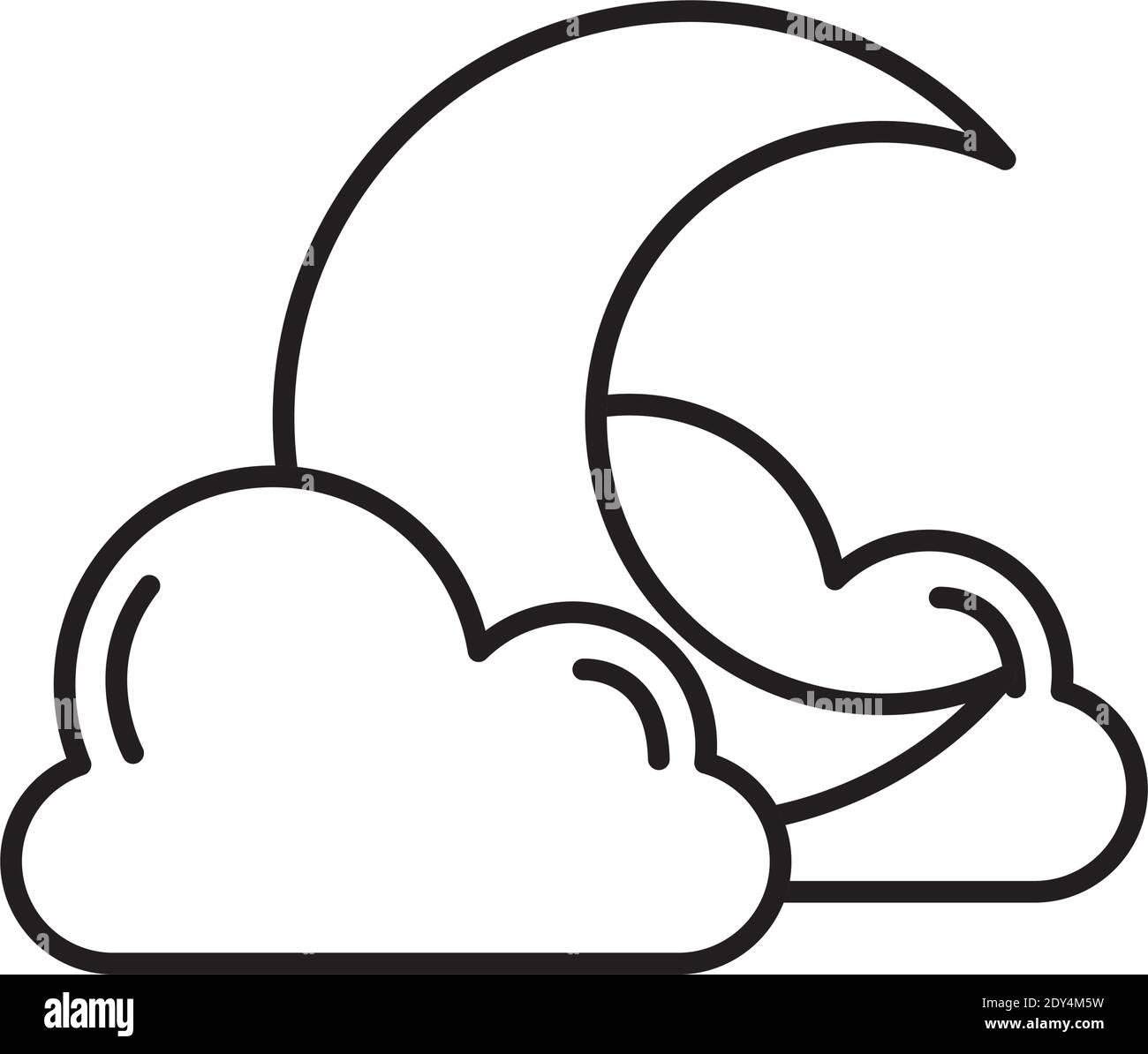 clouds with crescent moon weather line style icon vector illustration ...