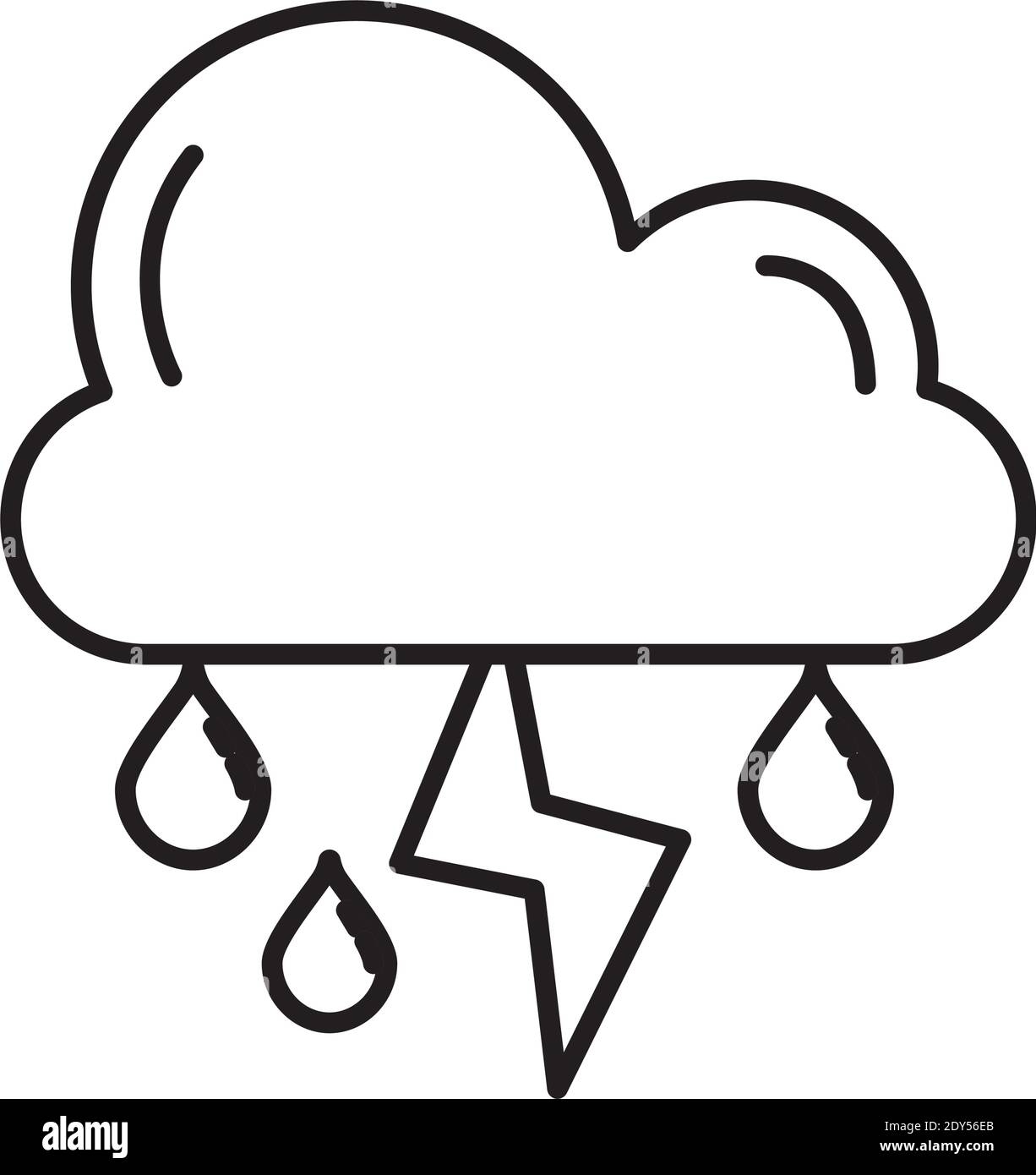 cloud rainy with thunder weather line style icon vector illustration ...