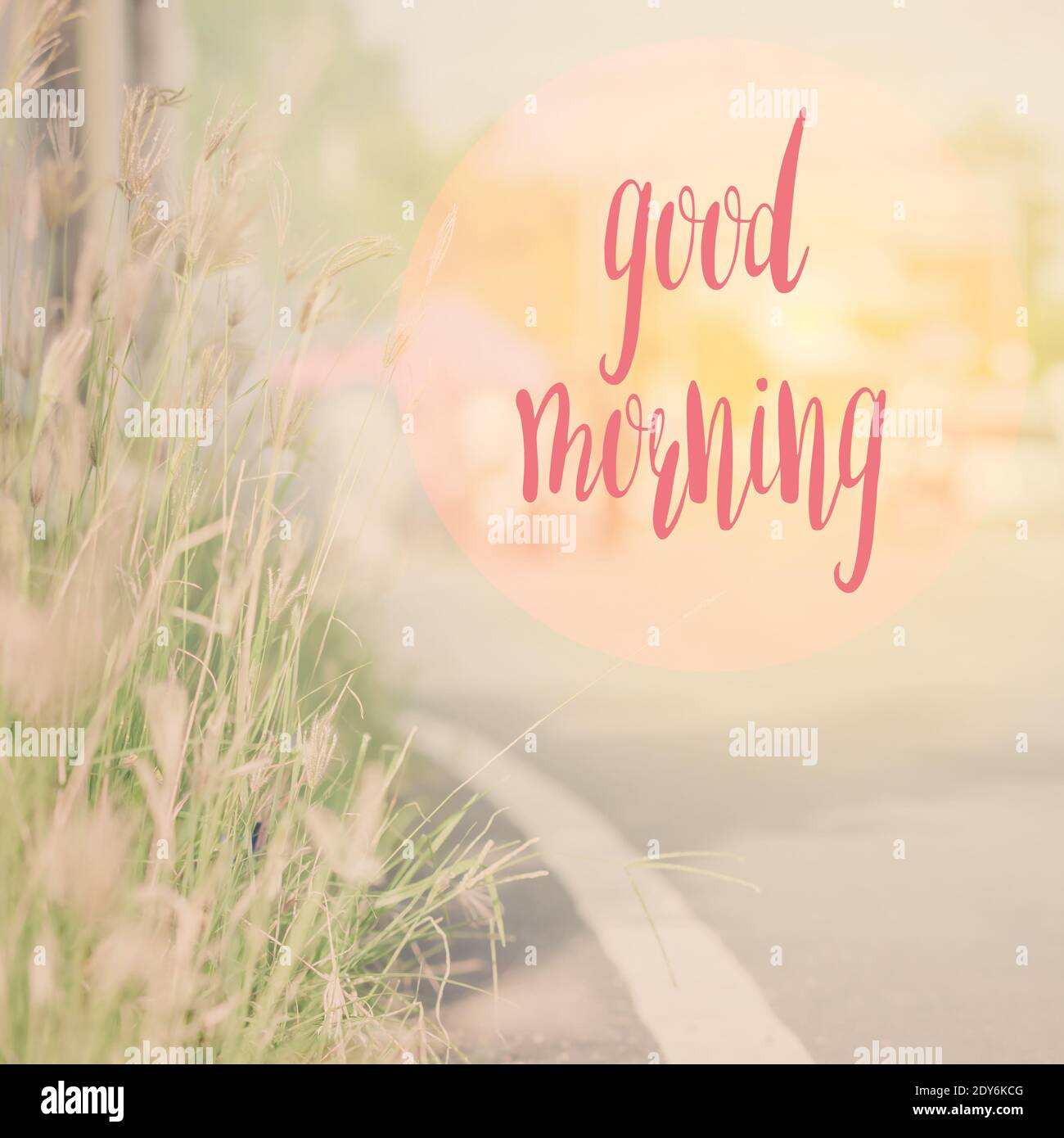 Digital Composite Image Of Good Morning Text Over Road Stock Photo ...