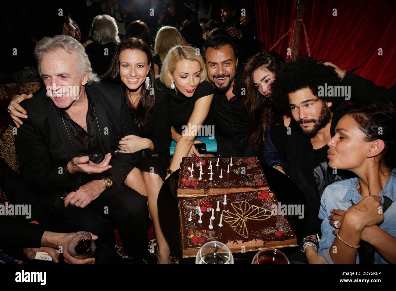 Muratt Atik, Joanna Atik, Peter Stringfellow and his wife, Lola Dewaere, Laurence Roustandjee and Alexandre Le Strat attending the New 'Stringfellows' Opening party and Muratt Atik's Birthday, in Paris, France on November 27, 2014. Photo by Jerome Domine ABACAPRESS.COM Stock Photo