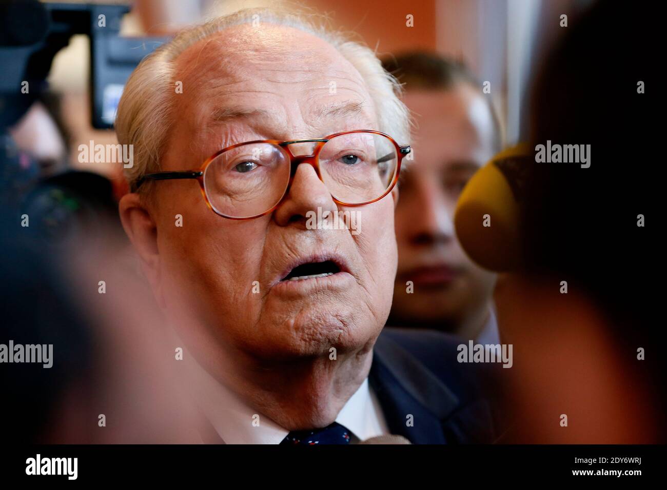 Jean-Marie Le Pen participates in the 15th congress of the party, in Lyon, France on November 29, 2014. Photo by Patrick Bernard/ABACAPRESS.COM - Lyon Stock Photo