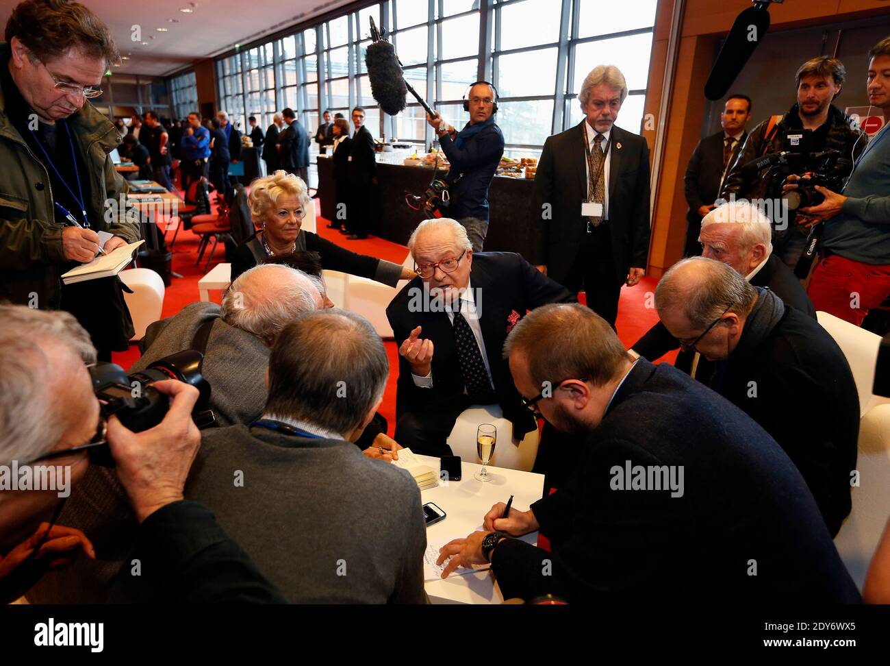 Jean-Marie Le Pen participates in the 15th congress of the party, in Lyon, France on November 29, 2014. Photo by Patrick Bernard/ABACAPRESS.COM - Lyon Stock Photo