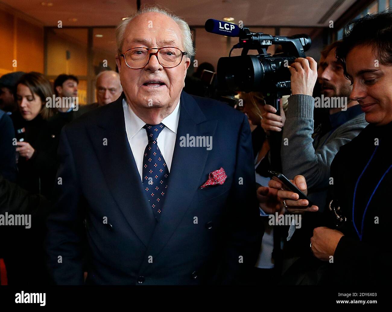 Jean-Marie le Pen participates in the 15th congress of the party, in Lyon, France on November 29, 2014. Photo by Patrick Bernard/ABACAPRESS.COM - Lyon Stock Photo