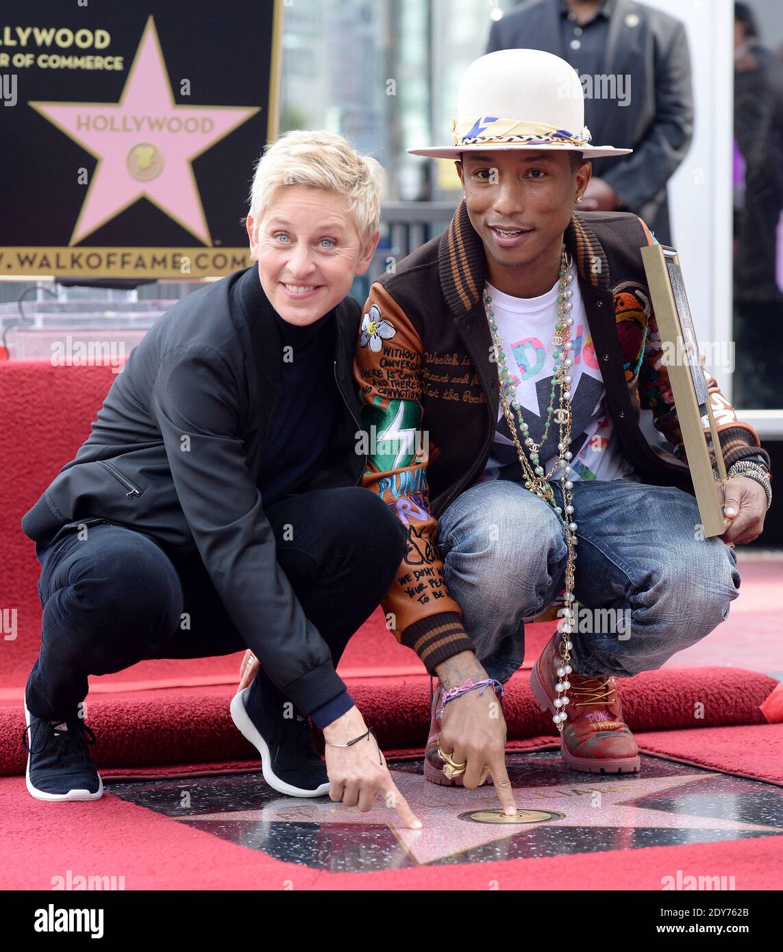 Ellen DeGeneres attends the ceremony honoring Pharrell Williams with ...