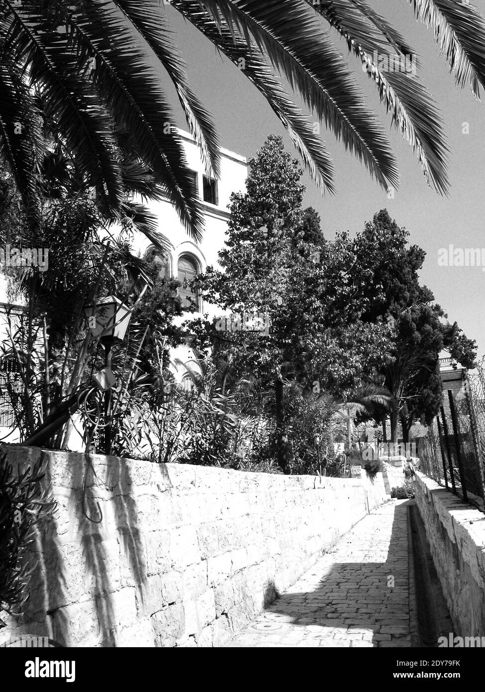 Balcon de l'Hospice autrichien dans la vieille ville de Jérusalem Quartier Chrétien Stock Photo